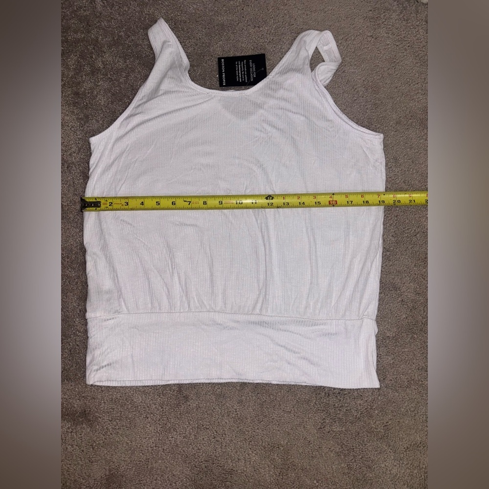 Boston Proper White Ribbed Tank Top size L - Picture 5 of 9
